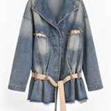 Casaco Comprido Denim com Cinto