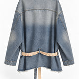 Casaco Comprido Denim com Cinto