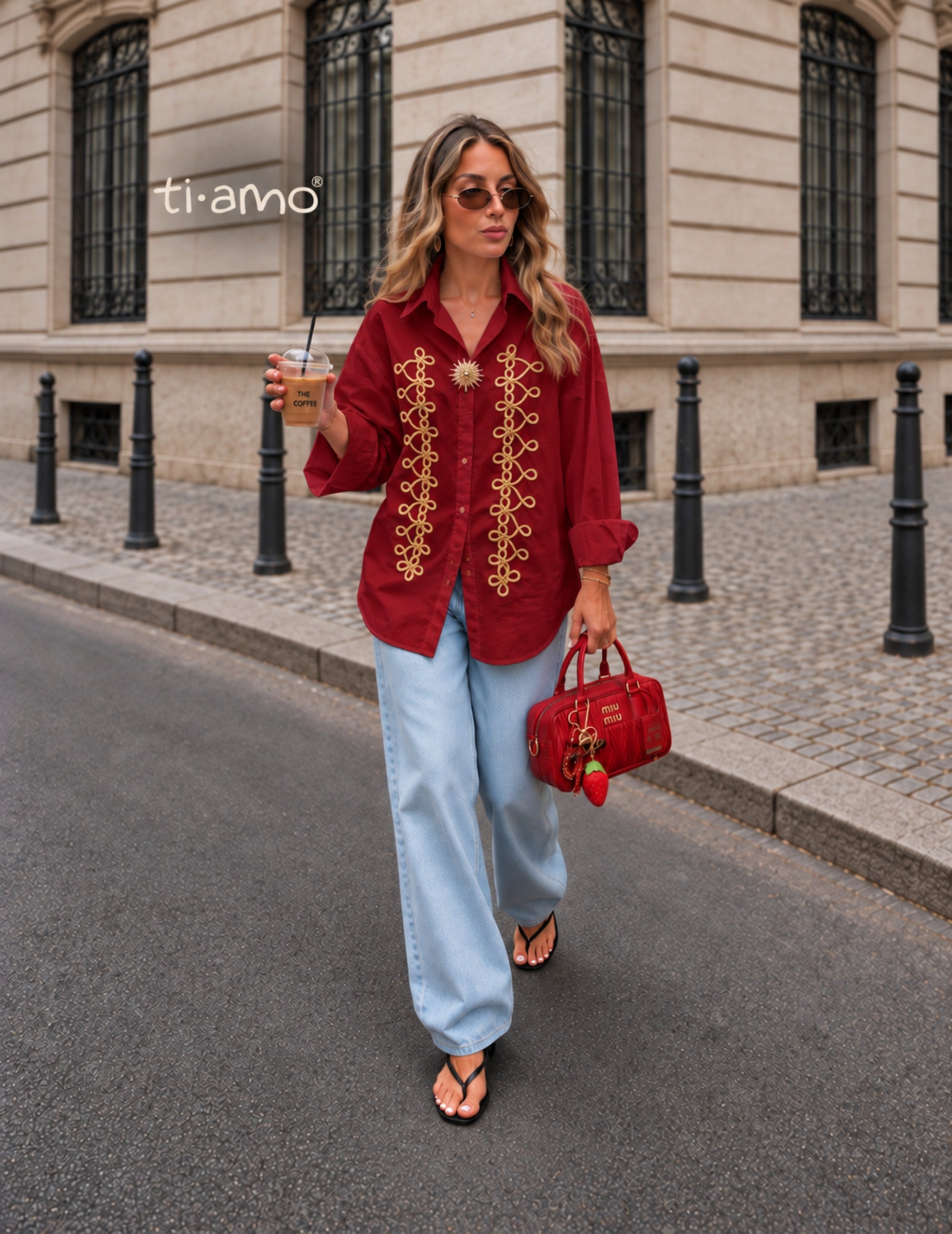Camisa Ti.Amo Detalhes Dourados Motivos Militar