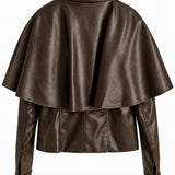Casaco Ti.Amo Cropped Oversize De Pele Sintética