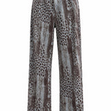 Calça Ti.Amo Wide Leg De Ganga Leo Print Com Efeito