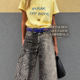 Calça Ti.Amo Wide Leg De Ganga  Pixel Print