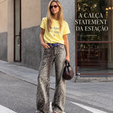 Calça Ti.Amo Wide Leg De Ganga  Pixel Print