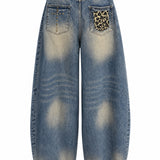 Ti.Amo Balloon Denim Trousers with Cross Motifs