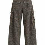 Calça Ti.Amo Wide Leg De Ganga Camuflado Com Efeito Texturado