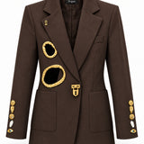 Blazer Ti.Amo Ilustrações Douradas Perfuradas
