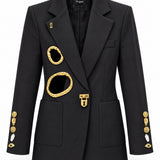 Blazer Ti.Amo Ilustrações Douradas Perfuradas