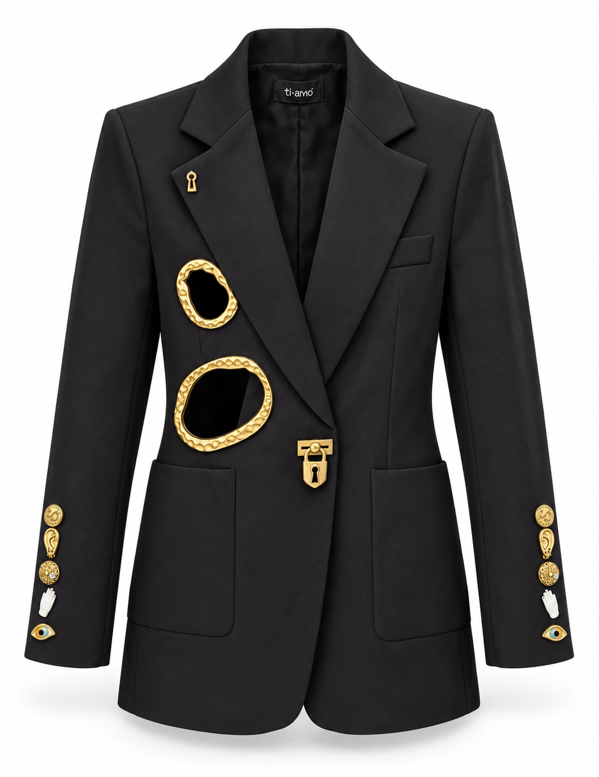 Blazer Ti.Amo Ilustrações Douradas Perfuradas