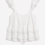 Top Ti.Amo Mistura De Linho Detalhes De Renda & Folhos