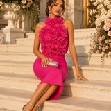 Vestido Glamour Bandage Com Rosas 3D