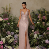 Robe glamour brodée de fleurs et de sequins