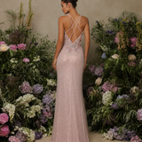 Robe glamour brodée de fleurs et de sequins