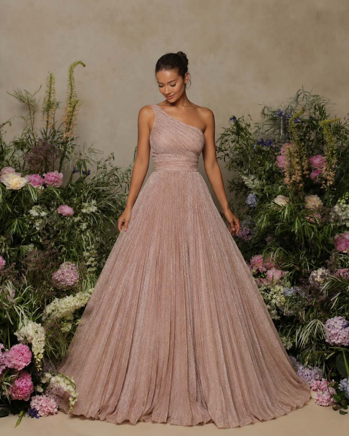 Vestido Glamour Plissado Glitter