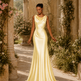 Vestido Longo Glamour Acetinado Premium Costas Abertas