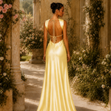 Vestido Longo Glamour Acetinado Premium Costas Abertas