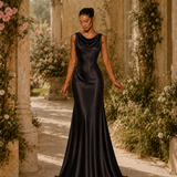 Vestido Longo Glamour Acetinado Premium Costas Abertas