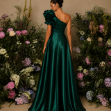 Vestido Longo Glamour Decote Folho Drapeado