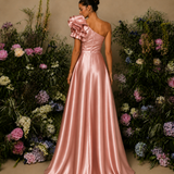 Vestido Longo Glamour Decote Folho Drapeado