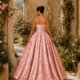 Vestido Longo Glamour Jacquard Com Padrão