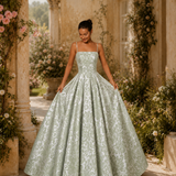 Vestido Longo Glamour Jacquard Com Padrão