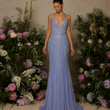 Vestido Longo Glamour Strass Bidimensional Com Abertura Lateral