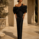 Vestido Longo Off Shoulder Laço Drapeado