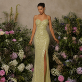 Vestido Longo Off Shoulder Lantejoulas Decote Drapeado