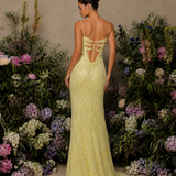 Vestido Longo Off Shoulder Lantejoulas Decote Drapeado