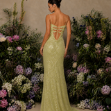 Vestido Longo Off Shoulder Lantejoulas Decote Drapeado
