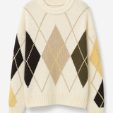 Sweat De Malha Mistura De Lã Losângulos Multicolor