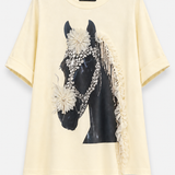 T-Shirt Ti.Amo Curta Estamapda Com Aplicação Tule