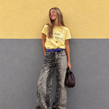 Calça Ti.Amo Wide Leg De Ganga  Pixel Print