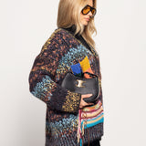 Casaco Ti.Amo De Malha Mistura De lã  Apontamento Nervuras Efeito Velu