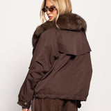 Blusão Ti.Amo De Penas De Ganso Gola Pêlo Natural Raposa