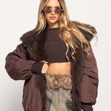 Blusão Ti.Amo De Penas De Pato Com Pêlo De Raposa