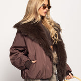 Blusão Ti.Amo De Penas De Pato Com Pêlo De Raposa