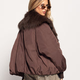 Blusão Ti.Amo De Penas De Pato Com Pêlo De Raposa