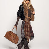 Saia Ti.Amo De Pele Sintética Com Mistura De Tecido