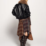 Saia Ti.Amo De Pele Sintética Com Mistura De Tecido