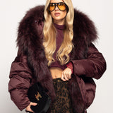 Blusão Ti.Amo Curto Glamour De Penas De Ganso Pêlo Raposa