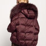 Blusão Ti.Amo Curto Glamour De Penas De Ganso Pêlo Raposa