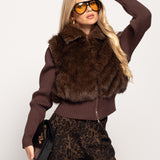 Casaco Ti.Amo Cropped De Pêlo E Malha