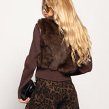 Casaco Ti.Amo Cropped De Pêlo E Malha