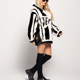Casaco Ti.Amo De Pêlo Riscas Negras