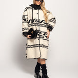 Casaco Ti.Amo Midi Pêlo Com Padrão Índigeno