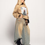 Calça Ti.Amo De Ganga Wide Leg Efeito Enferrujado