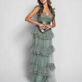 Robe longue en tulle glamour