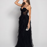 Robe longue en tulle avec bonnets