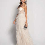 Robe longue en tulle avec bonnets