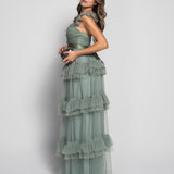 Robe longue en tulle glamour